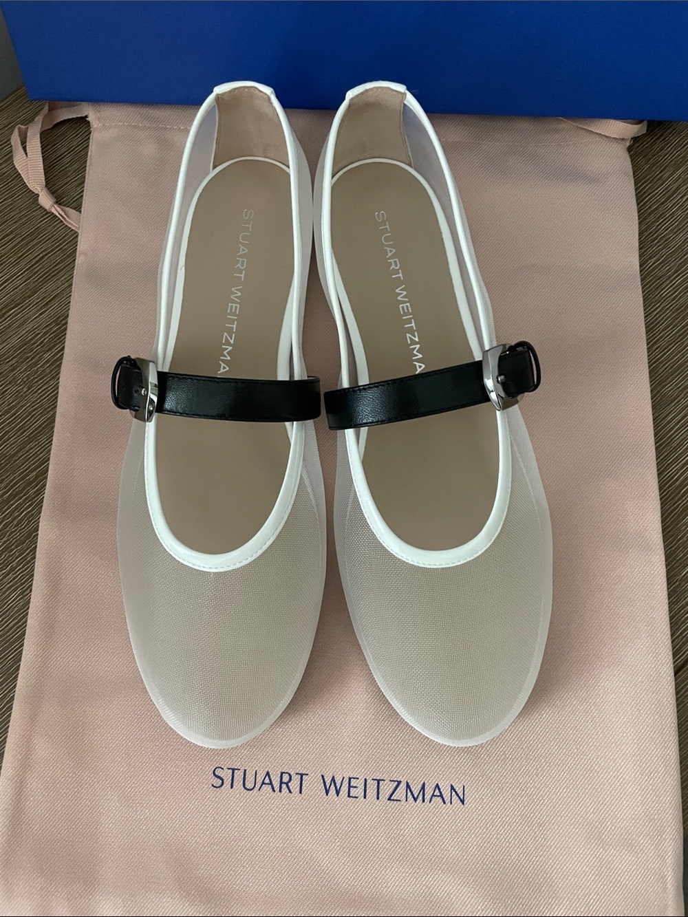 Stuart Weitzman White and Black Mary Jane Flats - Picture 3 of 7